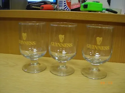 £10.99 • Buy Guinness Half Pint Goblets X3 Vintage Glass Cream Logo Rare Mint Condition