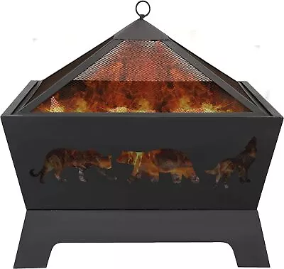 26'' Outdoor Metal Stove Fire Pit Wood Burning Fireplace Extra Deep Pit W/ Cover • $79.99