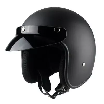 Open Face Motorcycle Helmet W/Sun Visor Cruiser Scooter Matte Black M/L/XL/XXL • $59.99