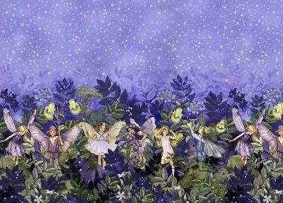 Flower Fairies Night Fairy Double Border Purple Michael Miller Fabric Half-Yard • $6.99