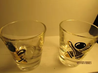 Vintage Libbey MCM Frosted & Gold Leaf- Set Of (2) Shotglasses - Rare • $7.89