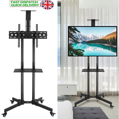 Heavy Duty TV Mobile Cart Floor Stand For 32-70  Display Height Adjustable New • £45
