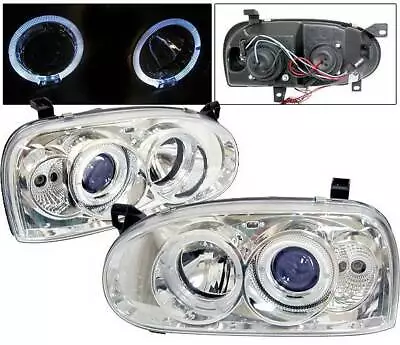 $169.99 • Buy For 1993-1998 Volkswagen Golf MK3 Chrome Projector Headlights Left+Right