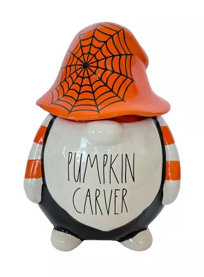 Rae Dunn Halloween PUMPKIN CARVER Gnome Canister Cookie Orange Black White NEW • $15
