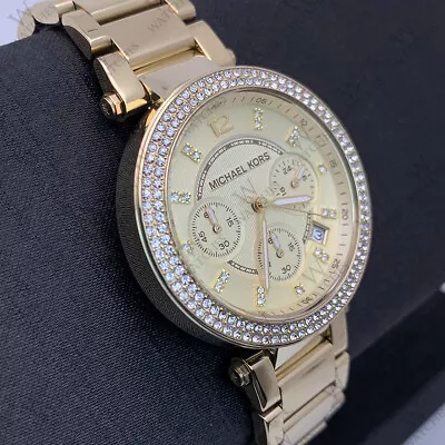 New Michael Kors MK5354 Parker Glitz Collection Ladies Gold Tone Women's Watch • $97.80