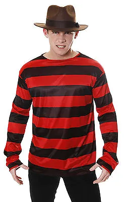 £11.82 • Buy Red & Black Striped Jumper Sweater Freddy Burned Burnt Man Halloween Fancy Dress