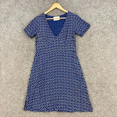 Cecilie Copenhagen Dress Womens M Medium Blue Polka Dot Short Sleeve 3005 • $69.95