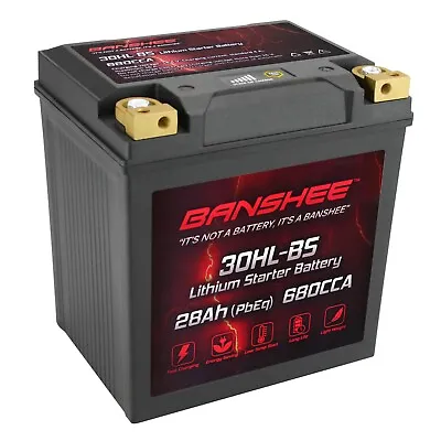 12V 28Ah (PbEq) 680CCA LiFePO4 Lithium Motorcycle Battery Replaces YTX30L-BS • $237.50