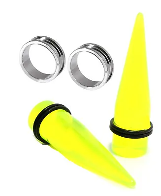 18mm 20mm Green Yellow Tapers Steel Screw Tunnels Gauges Ear Stretching Kit • $16.99