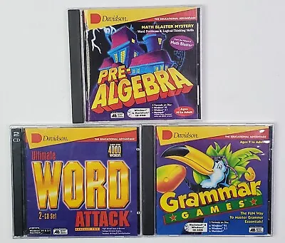 Davidson CD Rom Pre Algebra Math Blaster Mystery Word Attack Grammar Games New • $19.99