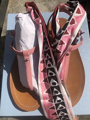 $550 • Buy PRADA NIB Saffiano Leather Thong Sandals W/ Scarf Women's Sz 37.5