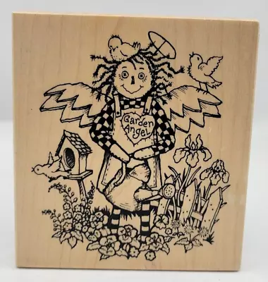 PSX Garden Angel Scarecrow Wood Mount Rubber Stamp K-1939 Gardening Flowers • $7.99