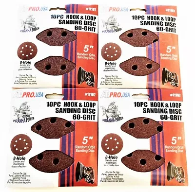 40 Ate Pro 5  Hook And Loop 8 Hole Sanding Discs 60 Grit Orbital Sander #11107 • $19.99