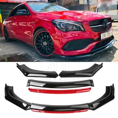 Gloss Black+ Red Car Front Bumper Lip Splitter For Mercedes-Benz C200 C250 C300 • $84.58