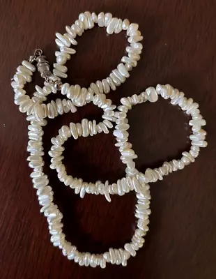 VINTAGE Single Strand Seed Pearl Strung Ivory 20  NECKLACE • $8.50