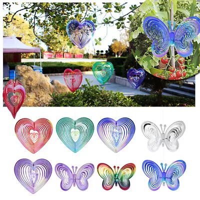 360° Heart Wind Spinner Outdoor Yard Garden Metal Hanging Home Garden Decor UK • £5.82