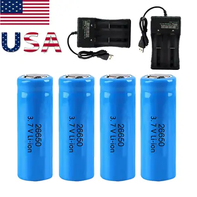 26650 Battery 3.7V Rechargeable Batteries Cell For LED Torch Lot US • $28.99