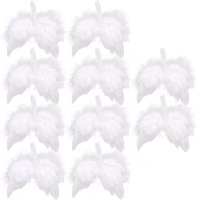 £5.96 • Buy 10x White Angel Wings Christmas Feather Baubles Xmas Tree Hanging Ornament Decor