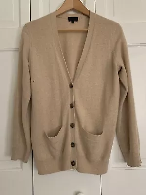 J Crew Collection XS 100% Cashmere Beige Cardigan Sweater Italian  Yarn • $9.75