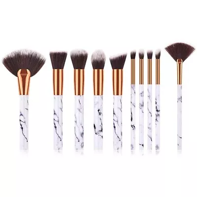  10 Pcs Makeup Brush Set Fan-Shaped Brush Makeup Tools Belt Bag V3H7 • £12.56