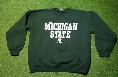 Vintage Green MICHIGAN STATE Large Sweatshirt MSU Spartans • $20.99
