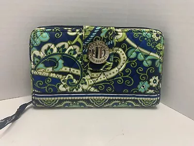 Vera Bradley RFID Turnlock Wallet Heather Cotton Zip Around Sleek Lightweight • $20