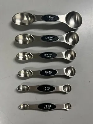 Magnetic Measuring Spoons Set Of 6 Stainless Steel Dual Sided Stackable Teaspoon • $14.95