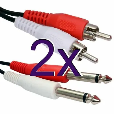 £3.60 • Buy [2 Pack] 0.5m 6.35mm 1/4 Inch MONO Jack Plugs To RCA Phono Plugs OFC Audio Cable