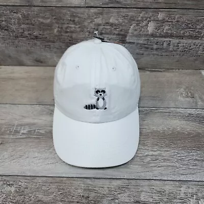 Newhattan Racoon Hat Adult White Embroidered Strapback OSFM • $6.97