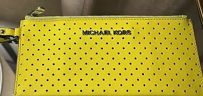 Michael Kors Neon Yellow  Perforated Zippered Wristlet • $28