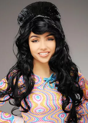 £32.99 • Buy Priscilla Presley Style 1960s Tall Black Beehive Wig