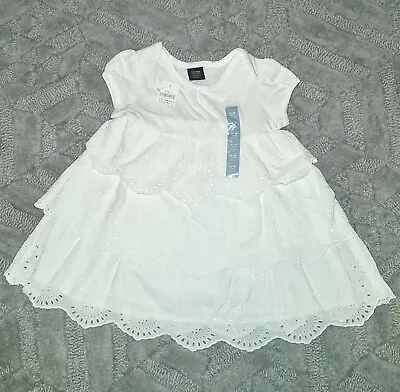 Baby Gap White Ra-Ra Dress With Nappy Pants Girls Size UK 12-18 Months BNWT • £8.99