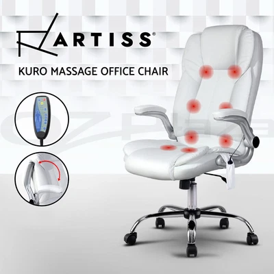 $157.95 • Buy Artiss 8 Point Executive Massage Office Chair Computer Chairs Armrests White