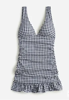 *NWT* J Crew Ruched Swim Dress In Classic Gingham Sz 6 $138 (Sold Out) • $54.98