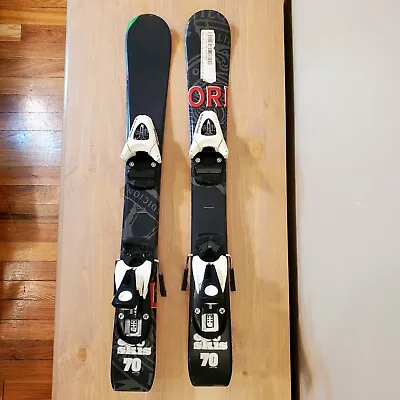 BRAND NEW Kids Eco Skis 70 Cm W NEW SALOMON TS Bindings Unused Beginner Tow Rope • $158.87