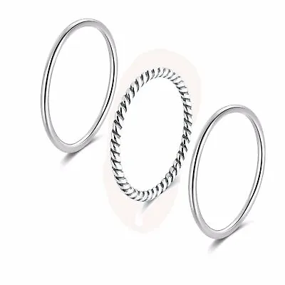 $11.08 • Buy 1.2mm 925 Sterling Silver Fine Stacking Stackable Midi Thin Band Ring Jewelry US