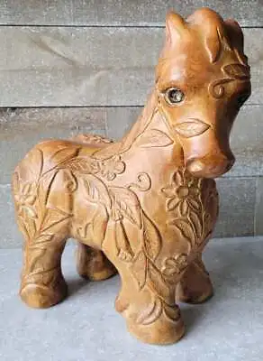 Vtg Mid Century Lloyd Bryan Plaster Boho Floral Equestrian Pony Horse Sculpture • £201.57