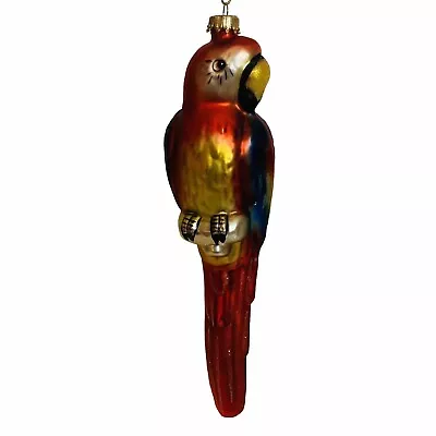 Vtg Blown Glass Large Colorful 7” Parrot Christmas Tree Ornament Red Blue Bird • $29.96