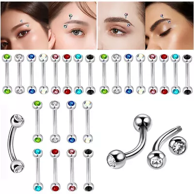 Curved Barbell Eyebrow Piercing Nails Body Jewelry Stainless Steel Eyebrow Ring • $1.49