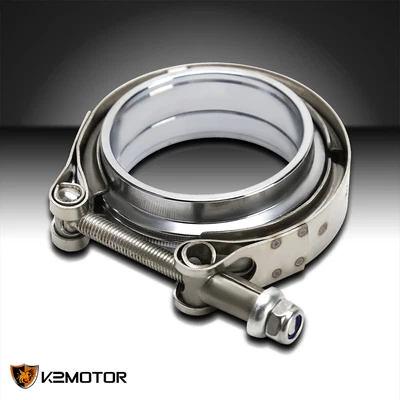 $15.38 • Buy Fits 3  Inch V-Band Clamp And Male+Female Flange Kit Mild Steel Exhaust Downpipe