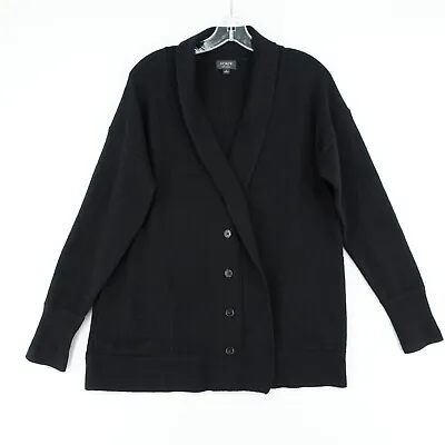 J Crew Cashmere Cardigan Sweater Womens Medium Black Shawl Collar Stretch • $39.99