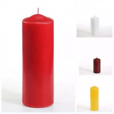 £7.99 • Buy Pillar Candles Unscented Small To Large Size Church Candle Long Burning Hours