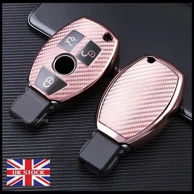 Pink Carbon Fibre Key Cover For Mercedes A B C E S G M V Class 2 3 Button T70cf* • £9.95