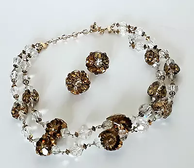 Vintage ~VENDOME ~Necklace & Earring Demi Set~ Sparkling Crystal Double Strand • $125