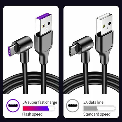 $3.11 • Buy 5A 1/2/3M Type C Fast Charging Cable 90 Degree USB C Cable For Samsung S10 AU