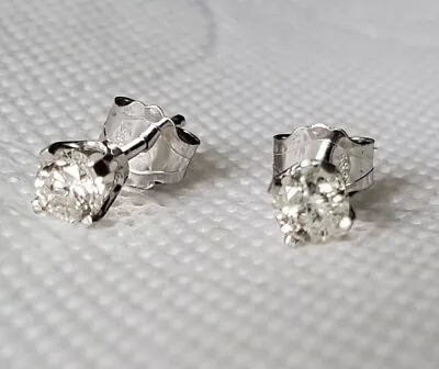 1/3 Carat Diamond Stud Earrings Round Brilliant Cut 14K White Gold Butterfly Bac • $199.96