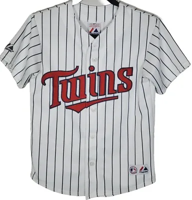 LNC VTG Majestic MLB Minnesota Twins Joe Mauer #7 Jersey Pinstripes Size Youth M • $38.99