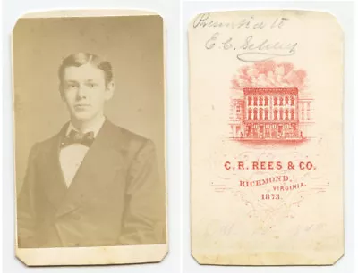 $24.97 • Buy 1873 Cdv Studio Portrait Of Man From Richmond, Va, Nice Artwork On Back