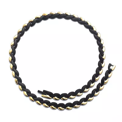 Men Gift Punk Gold Black Titanium Steel 4 Elements Magnetic Chain Necklace  • $36.99