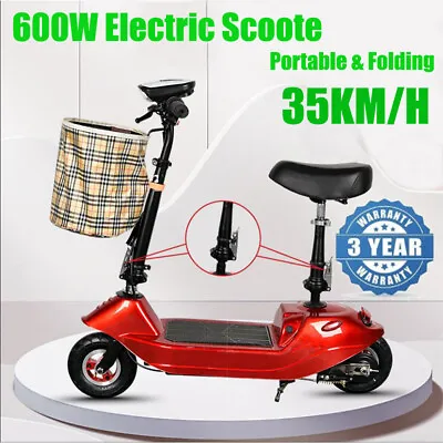 $387.99 • Buy Foldable Adults Electric Scooter With Seat Basket 600W 35km/h Motor 8 Inch Tryes